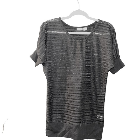 Cato Tops - #139 🥀 CATO Short Sleeve Sheer Stripped Blouse